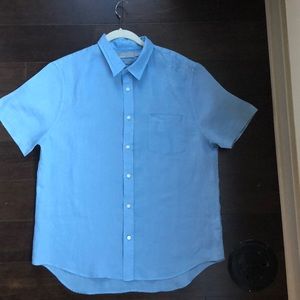 Men’s Vince Short Sleeve Linen Button Down Shirt